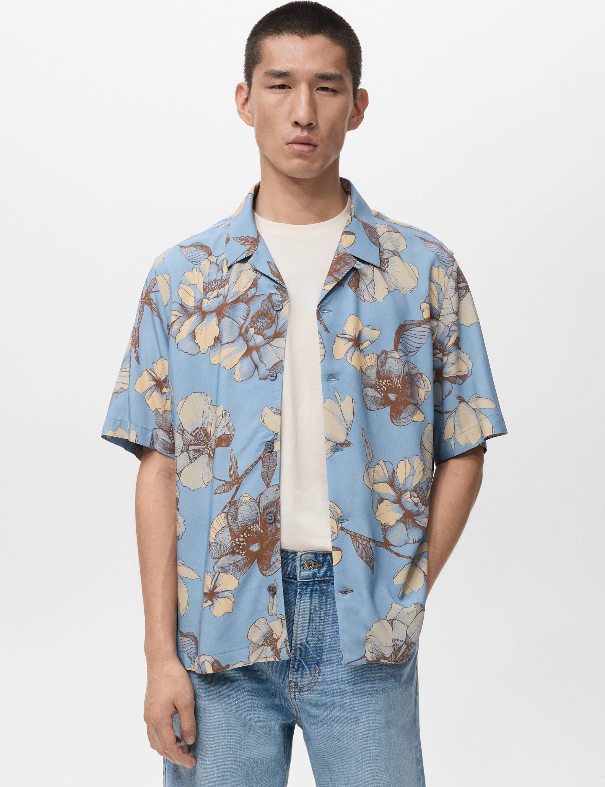 Mango shirt flor in celestial-002