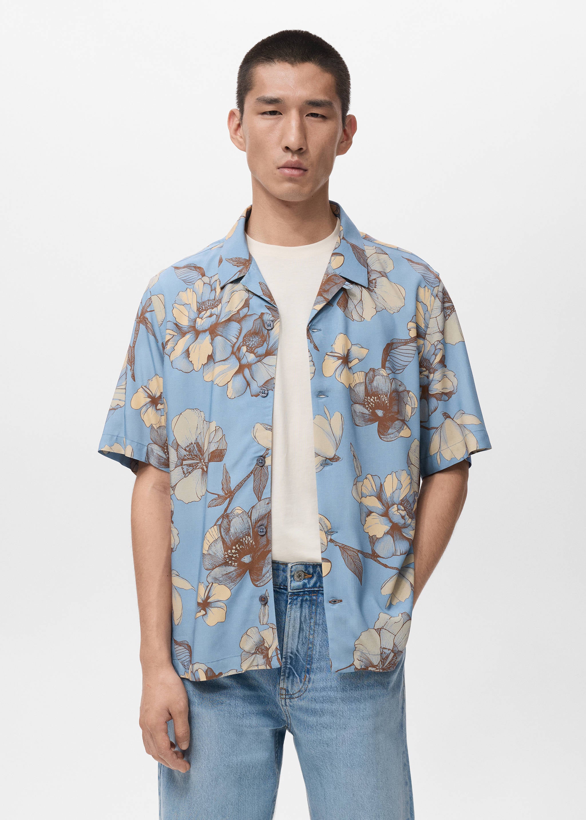 Mango shirt flor in celestial-002