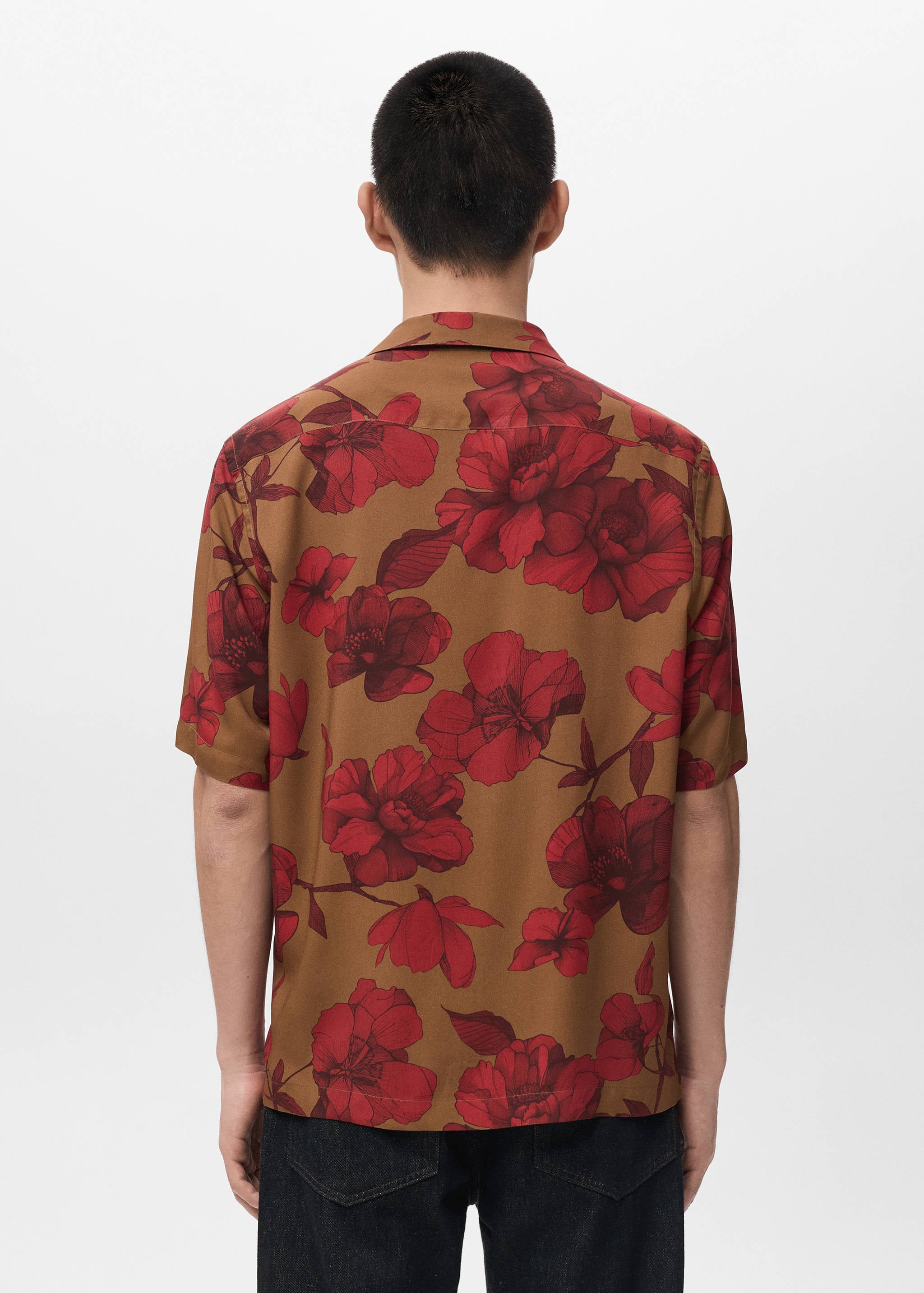 Mango shirt flor in red-003