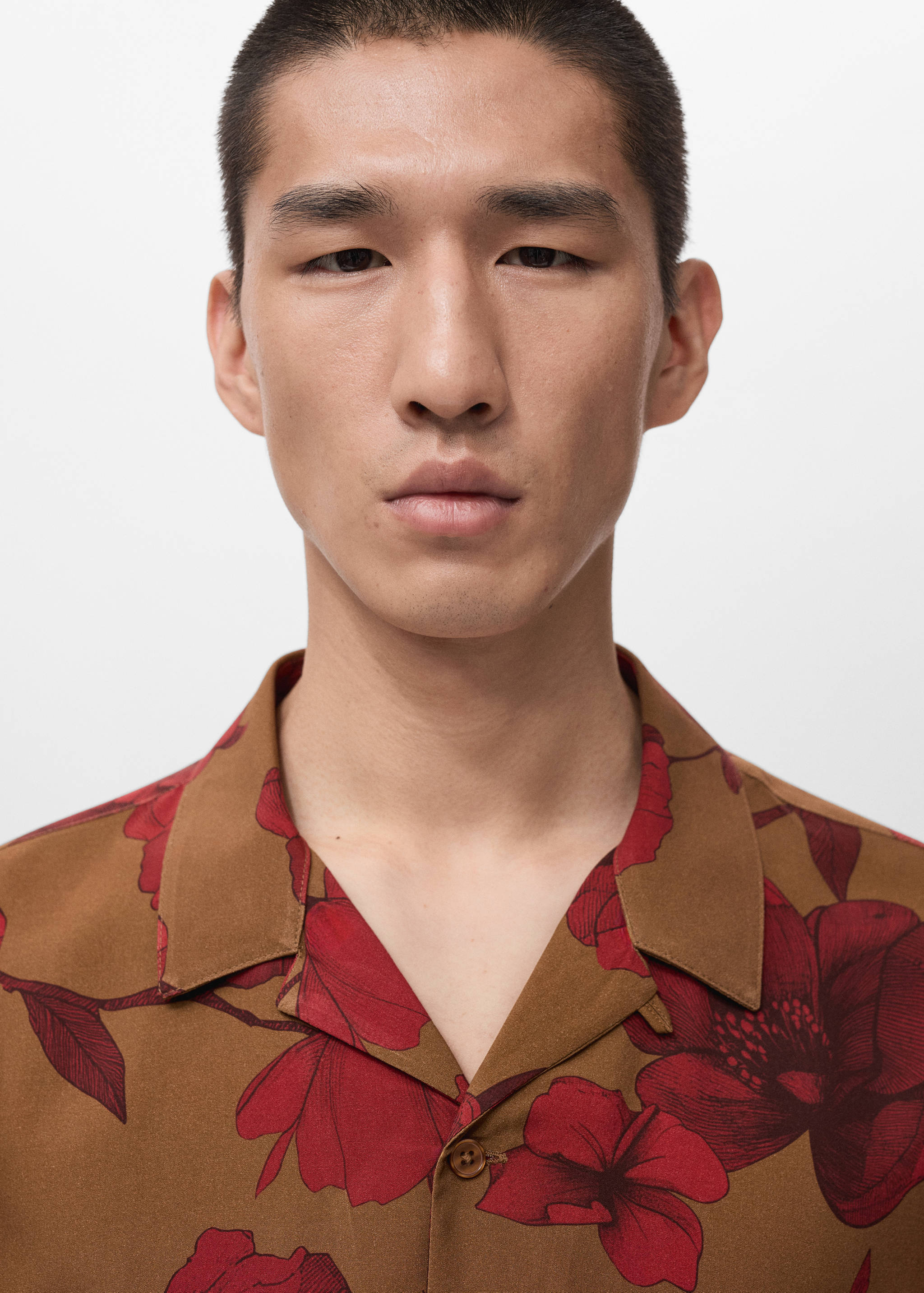 Mango shirt flor in red-004
