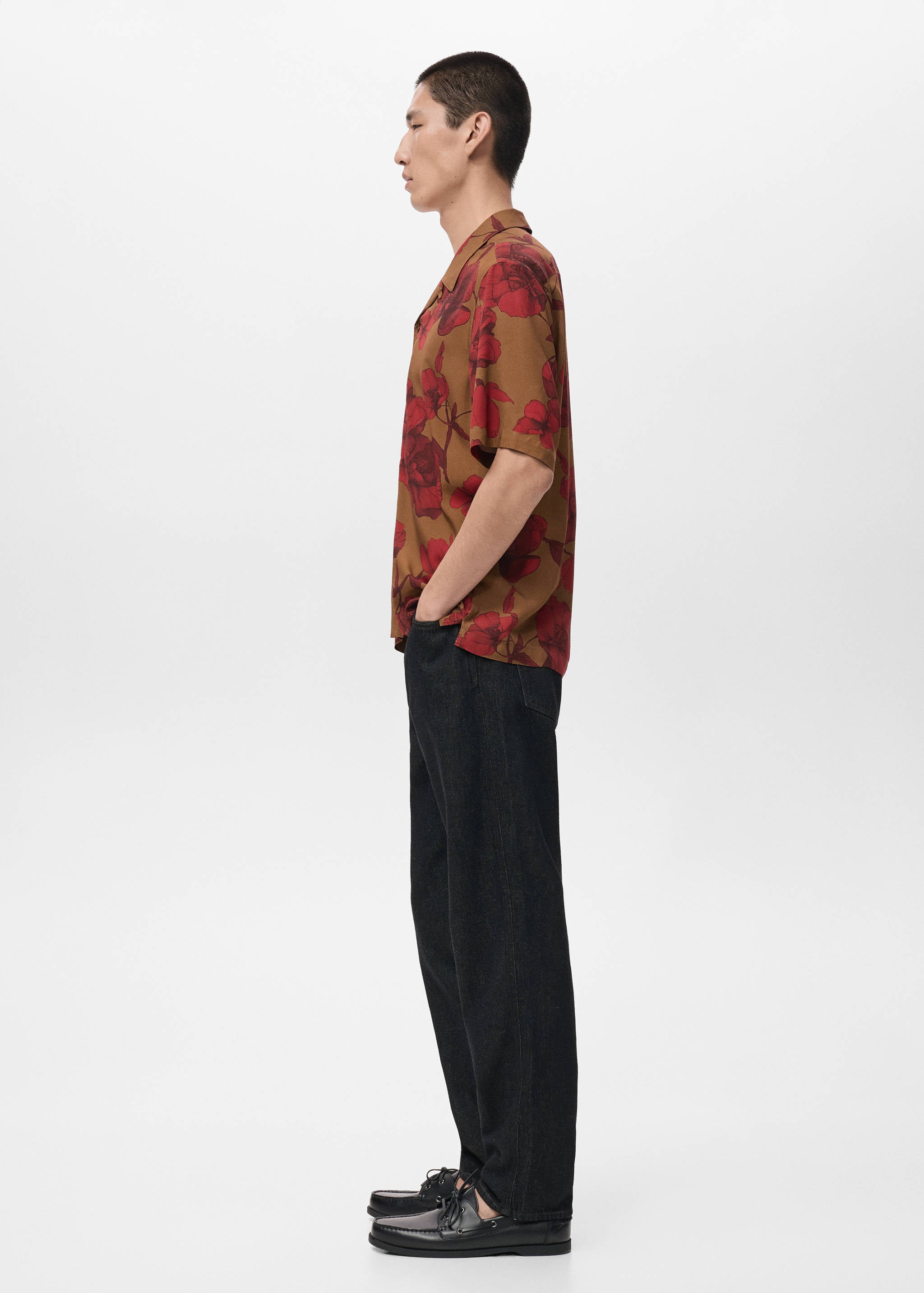 Mango shirt flor in red-008