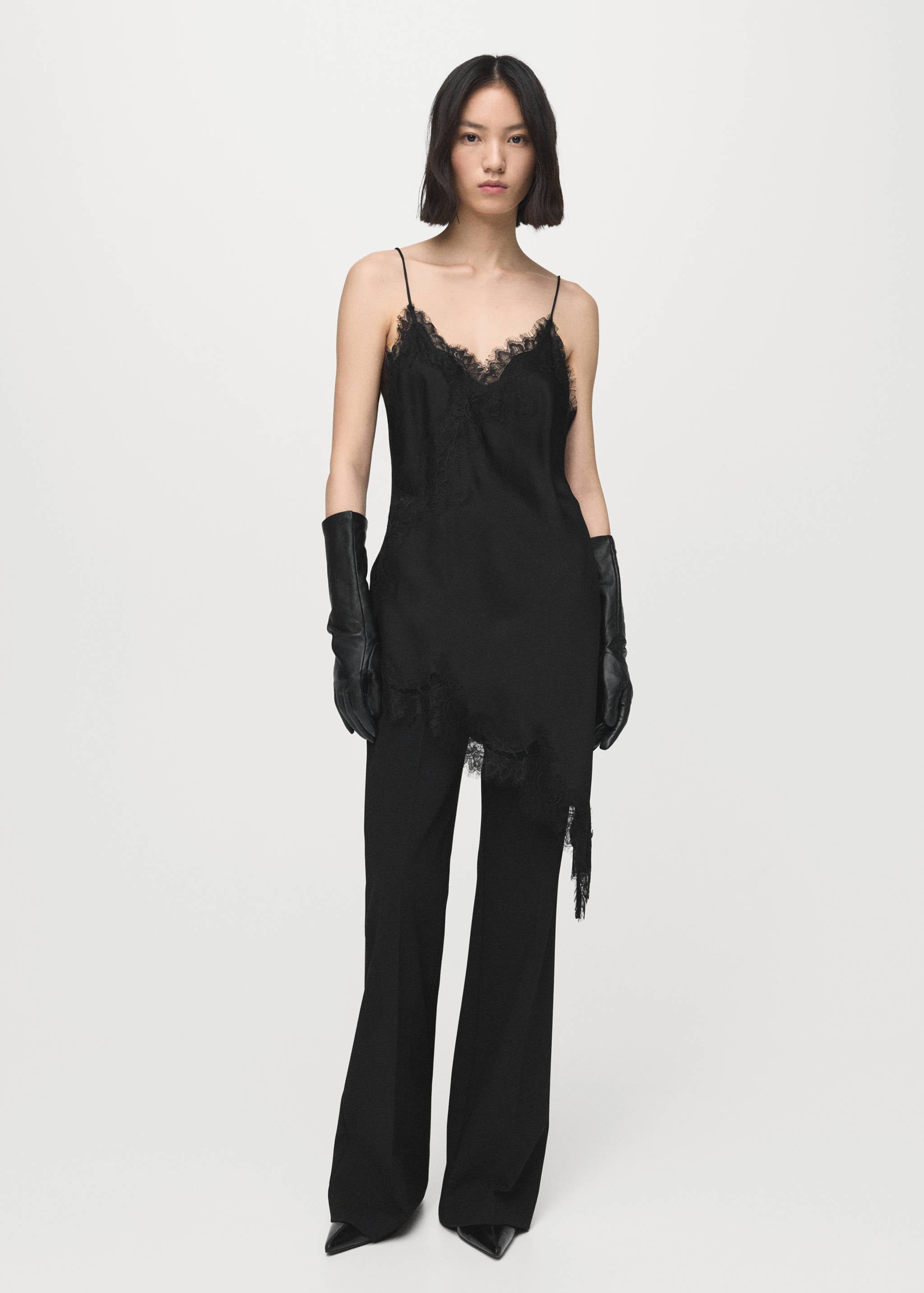 Mango top pearl in black-001