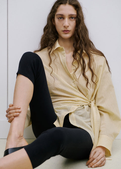 Mango shirt chipiti in pastel yellow