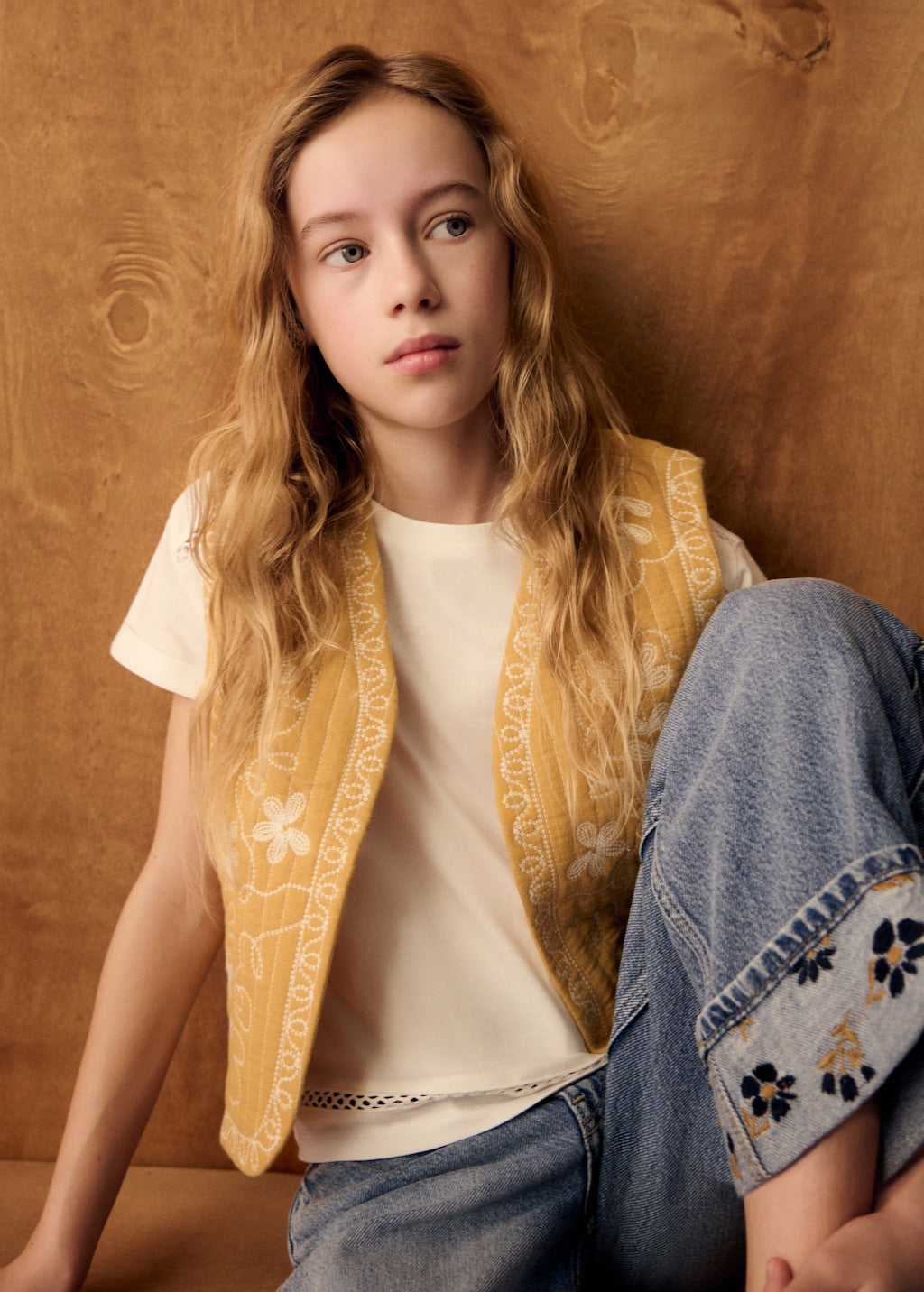 Mango vest flowy in mustard - Image 3