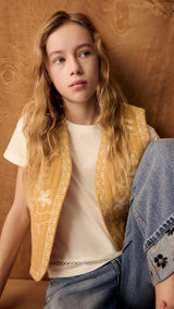 Mango vest flowy in mustard - Image 3