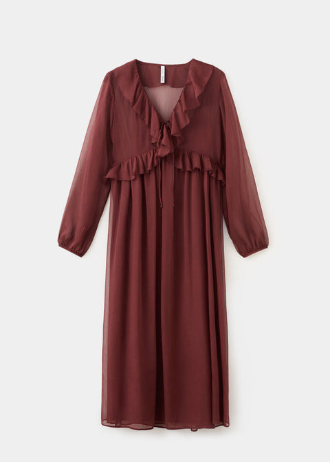 Mango dress romance in brown