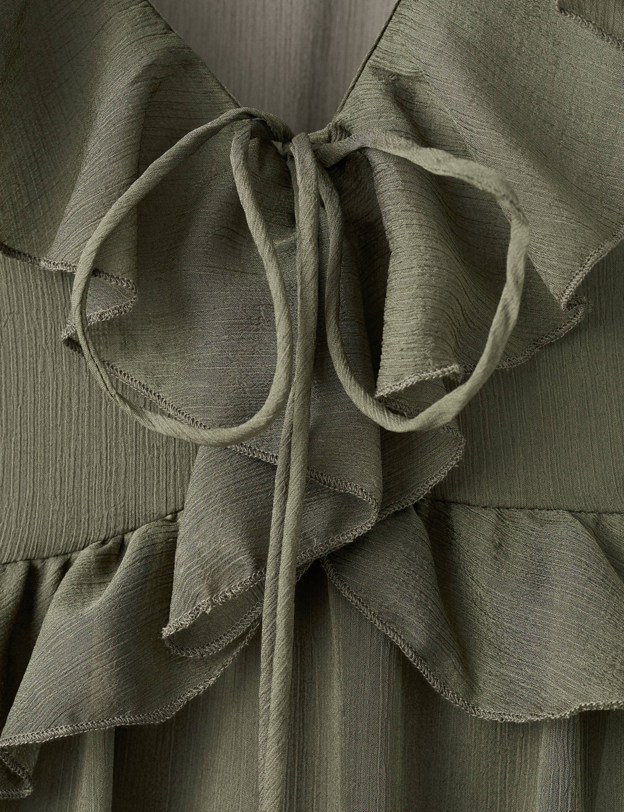 Mango dress romance in khaki