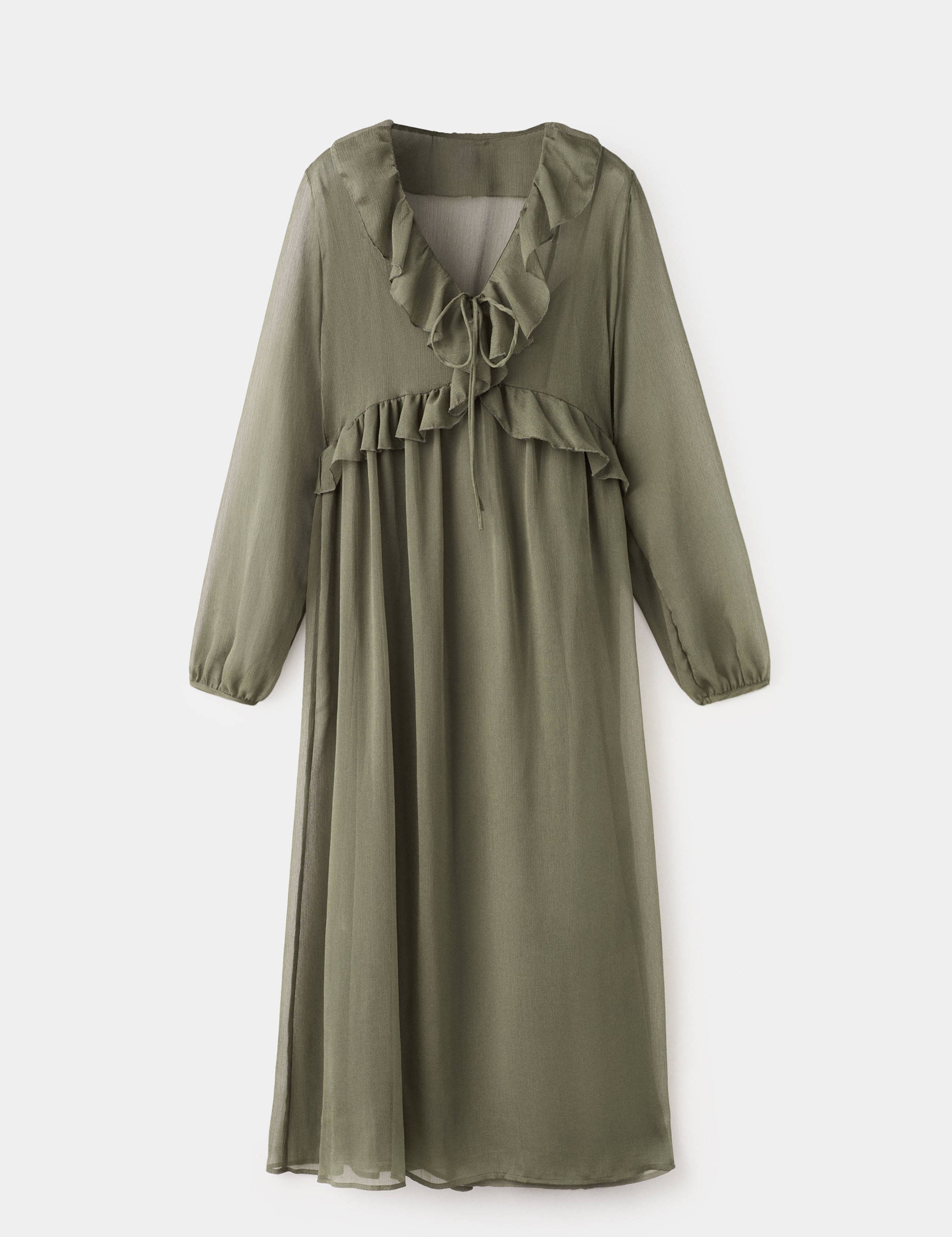 Mango dress romance in khaki