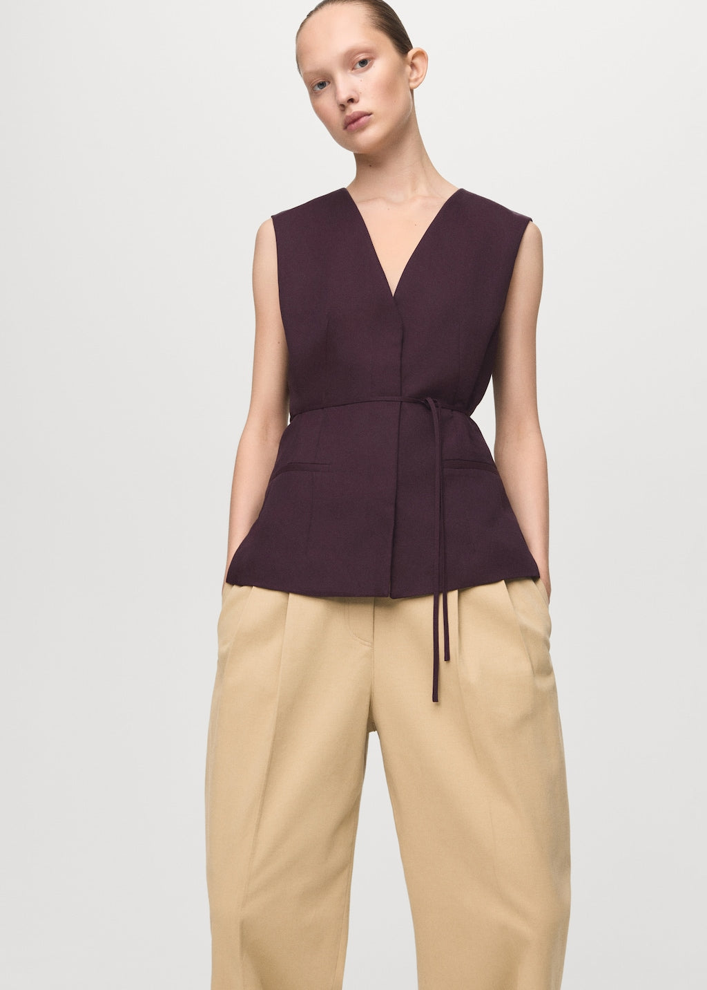 Mango blouse cherry in eggplant - Image 1