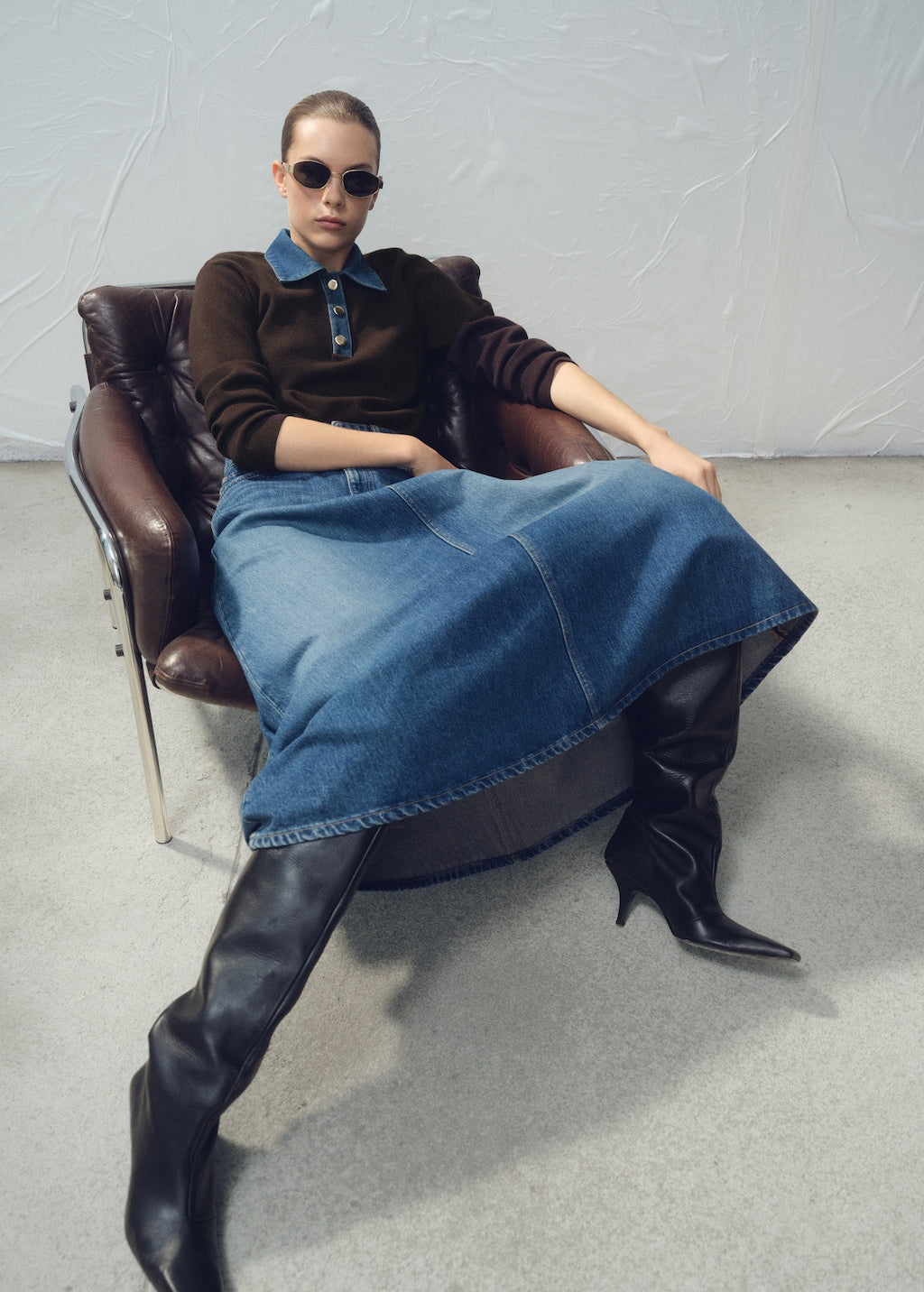 Mango skirt harper in dark denim - Image 4