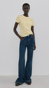 Mango t-shirt coulan in pastel yellow-001