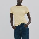 Mango t-shirt coulan in pastel yellow-002