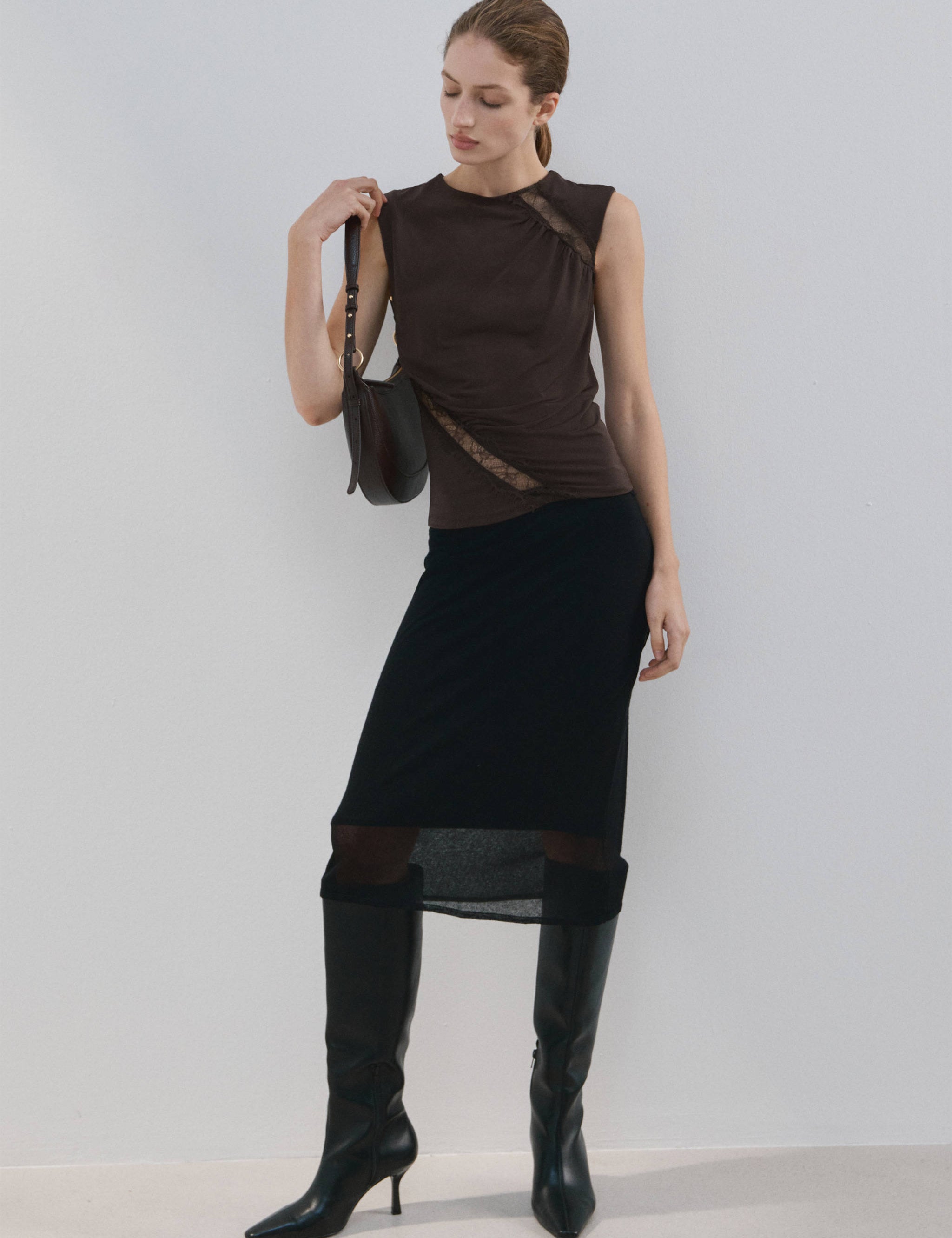 Mango top cindy in brown-001