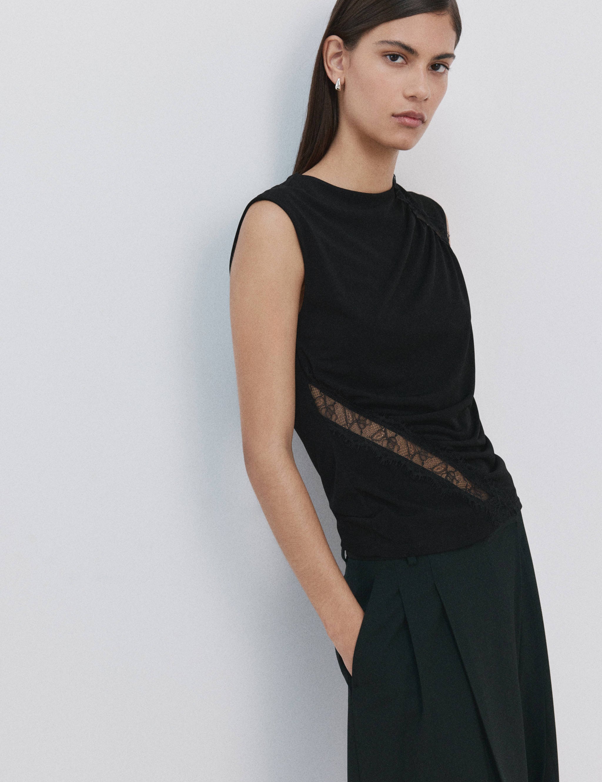 Mango top cindy in black-002