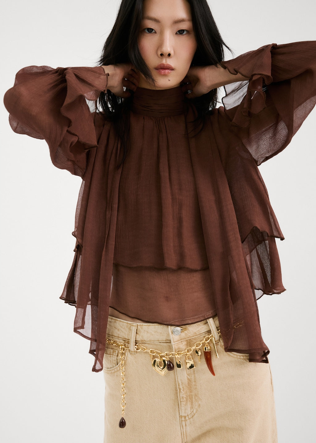 Mango blouse choco in brown - Image 1