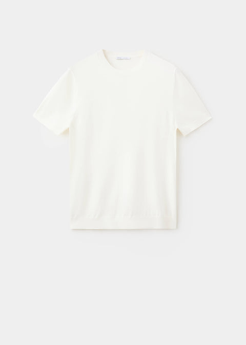Mango t-shirt tricot arraona in off white