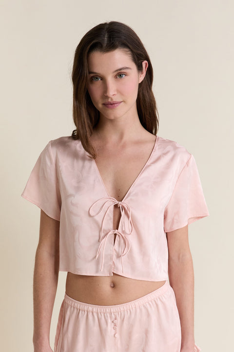Etam spiree - chemise mc in imp fond rose