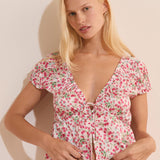 Etam feuilline - top mc in imp fond rose - Image 3