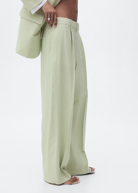 Mango trousers green in pastel green