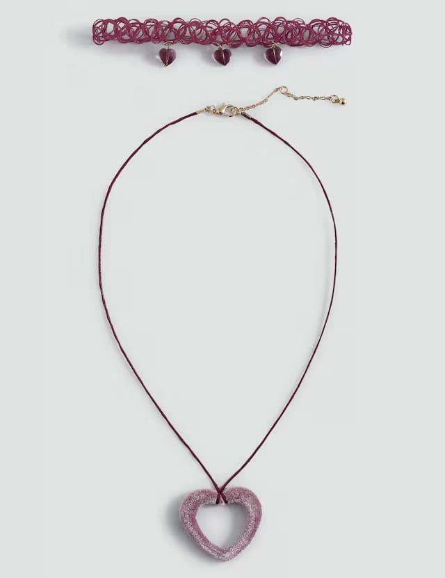Mango necklace romant in vintage pink