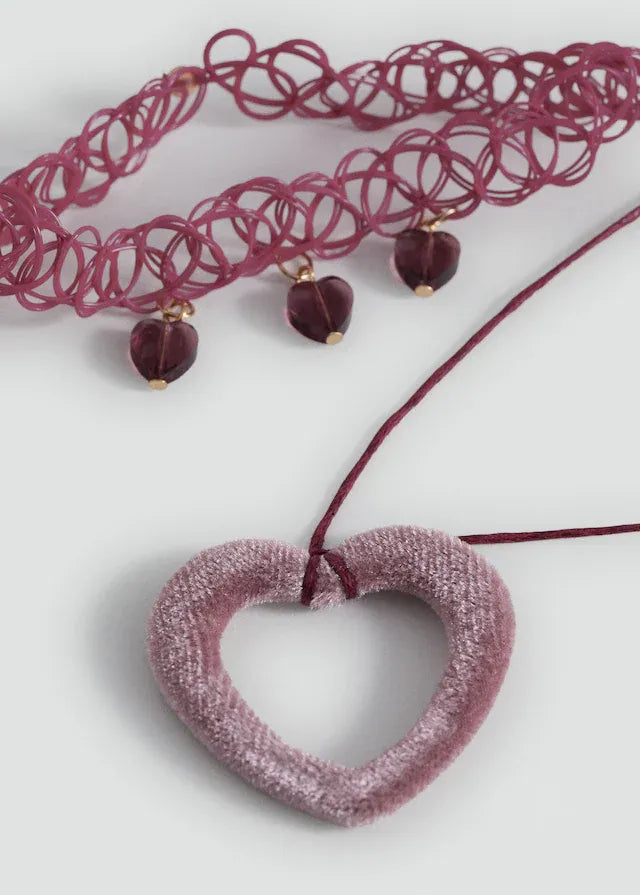 Mango necklace romant in vintage pink