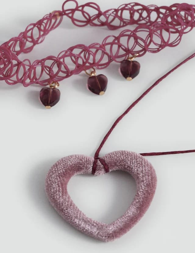 Mango necklace romant in vintage pink