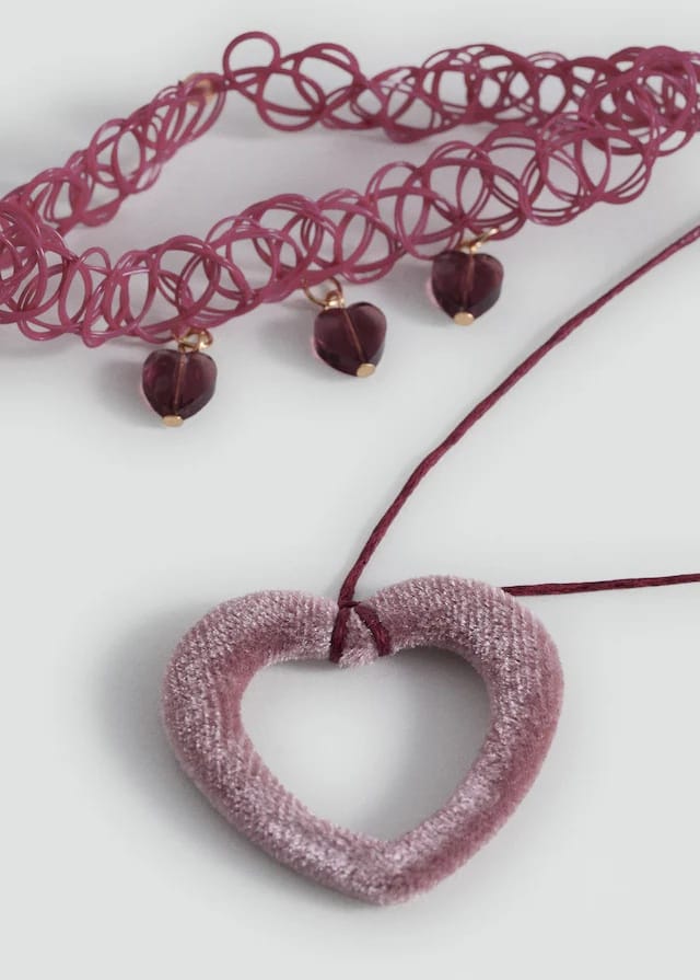 Mango necklace romant in vintage pink