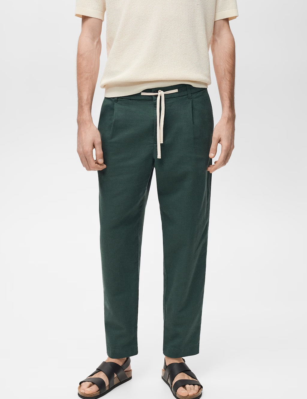Mango trousers romelino in bottle green