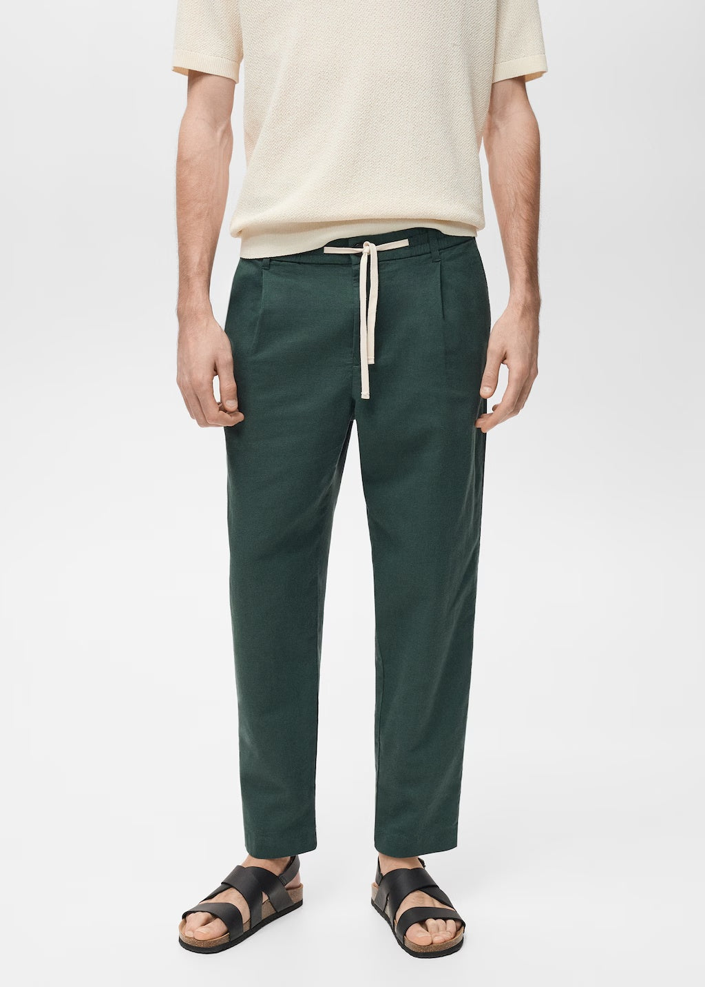 Mango trousers romelino in bottle green