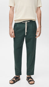 Mango trousers romelino in bottle green