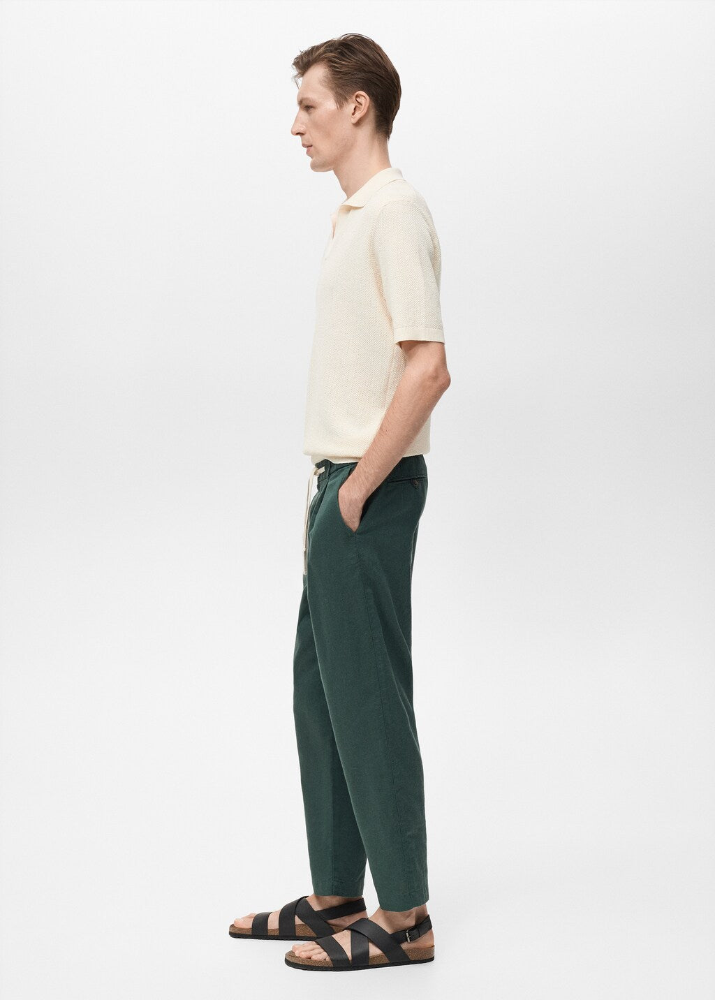 Mango trousers romelino in bottle green - D2