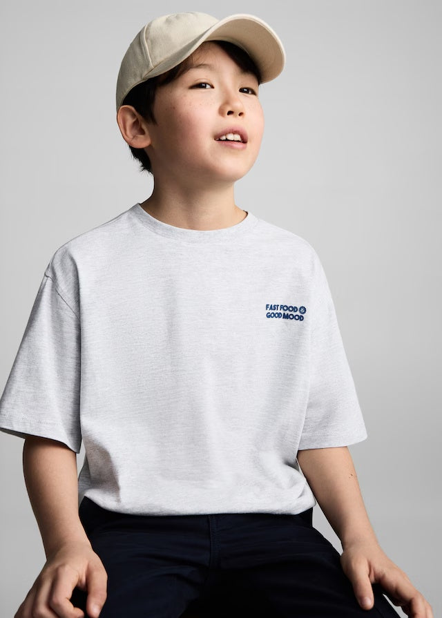 Mango t-shirt fast in light vigore grey - D1