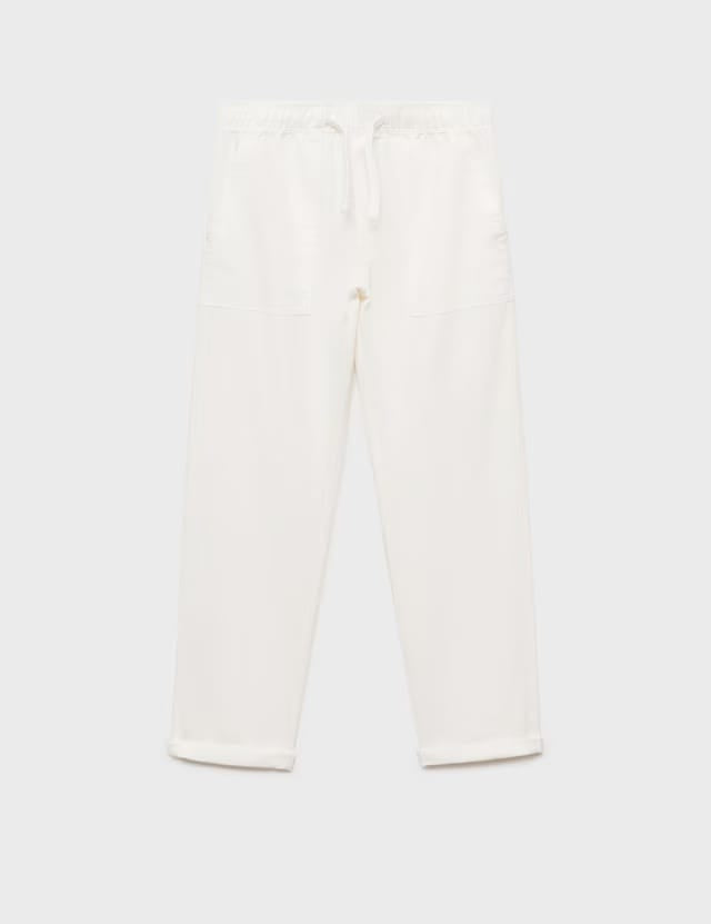 Mango trousers bambu in white
