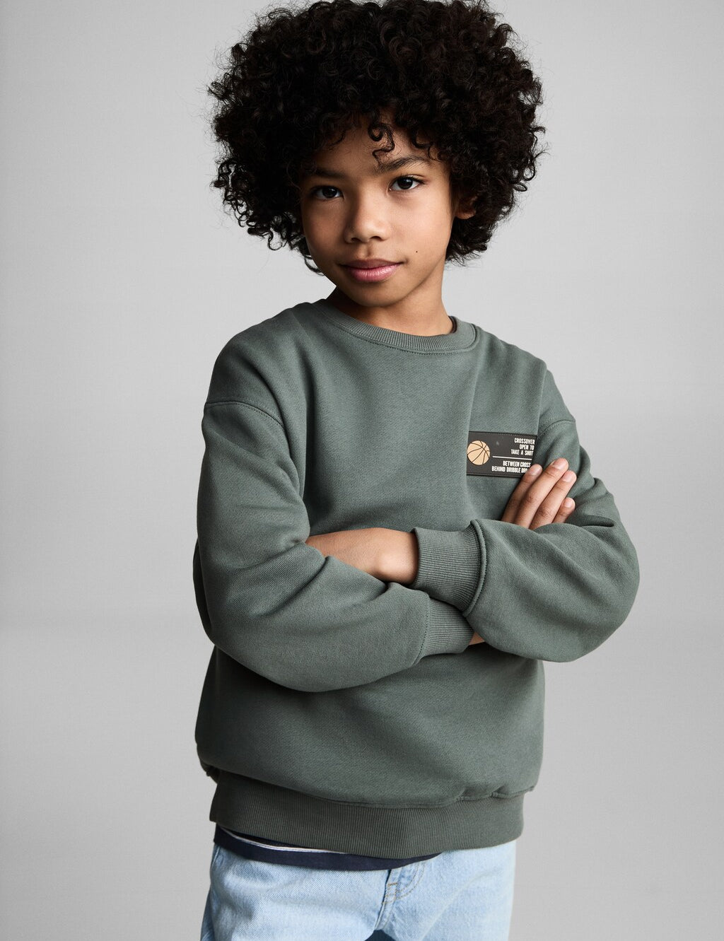Mango sweatshirt shot in moss