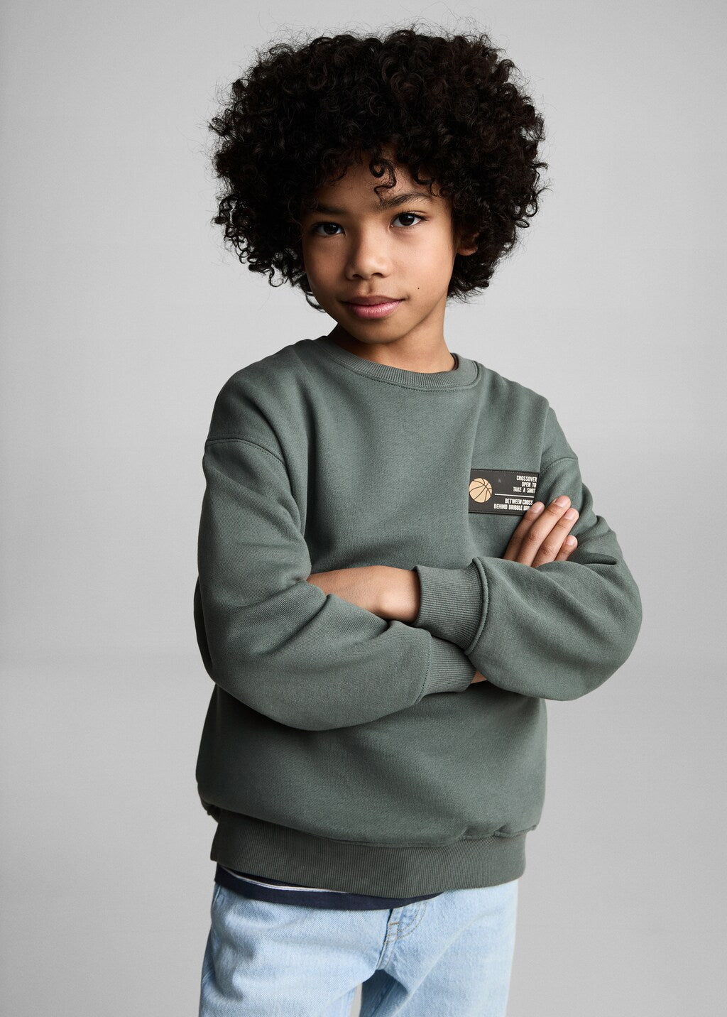 Mango sweatshirt shot in moss
