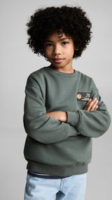 Mango sweatshirt shot in moss