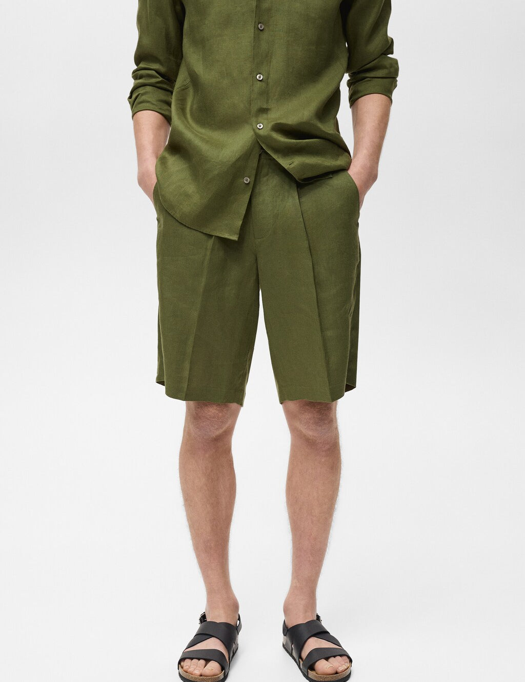 Mango bermudas yorgos in green