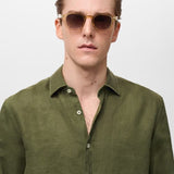 Mango shirt parrot in green