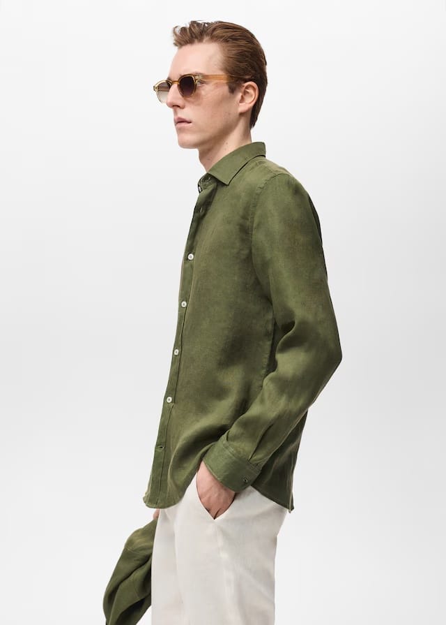 Mango shirt parrot in green