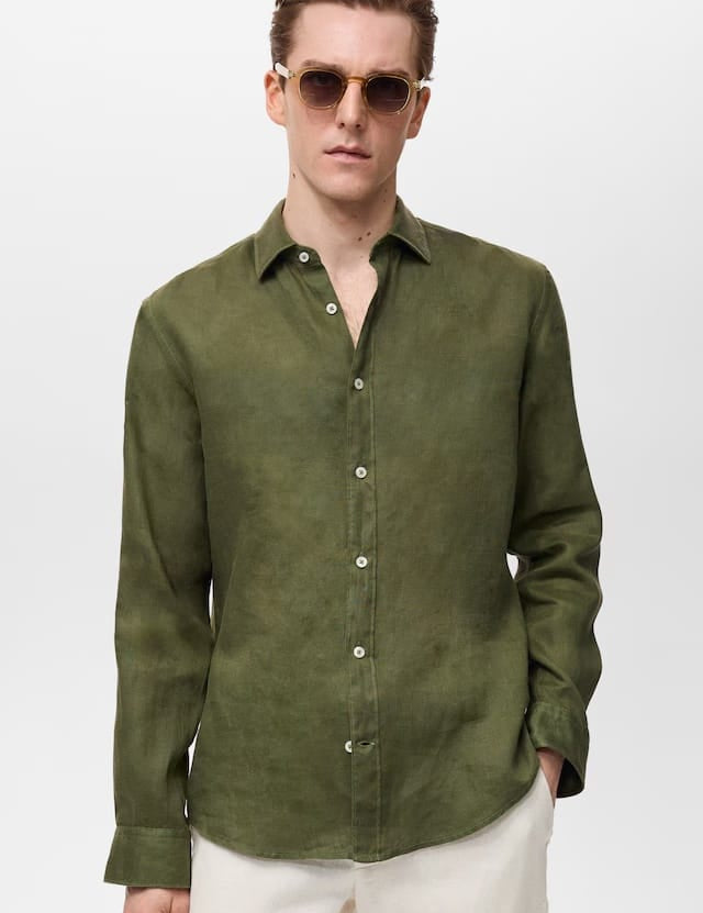 Mango shirt parrot in green