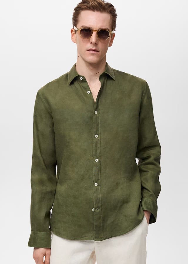 Mango shirt parrot in green