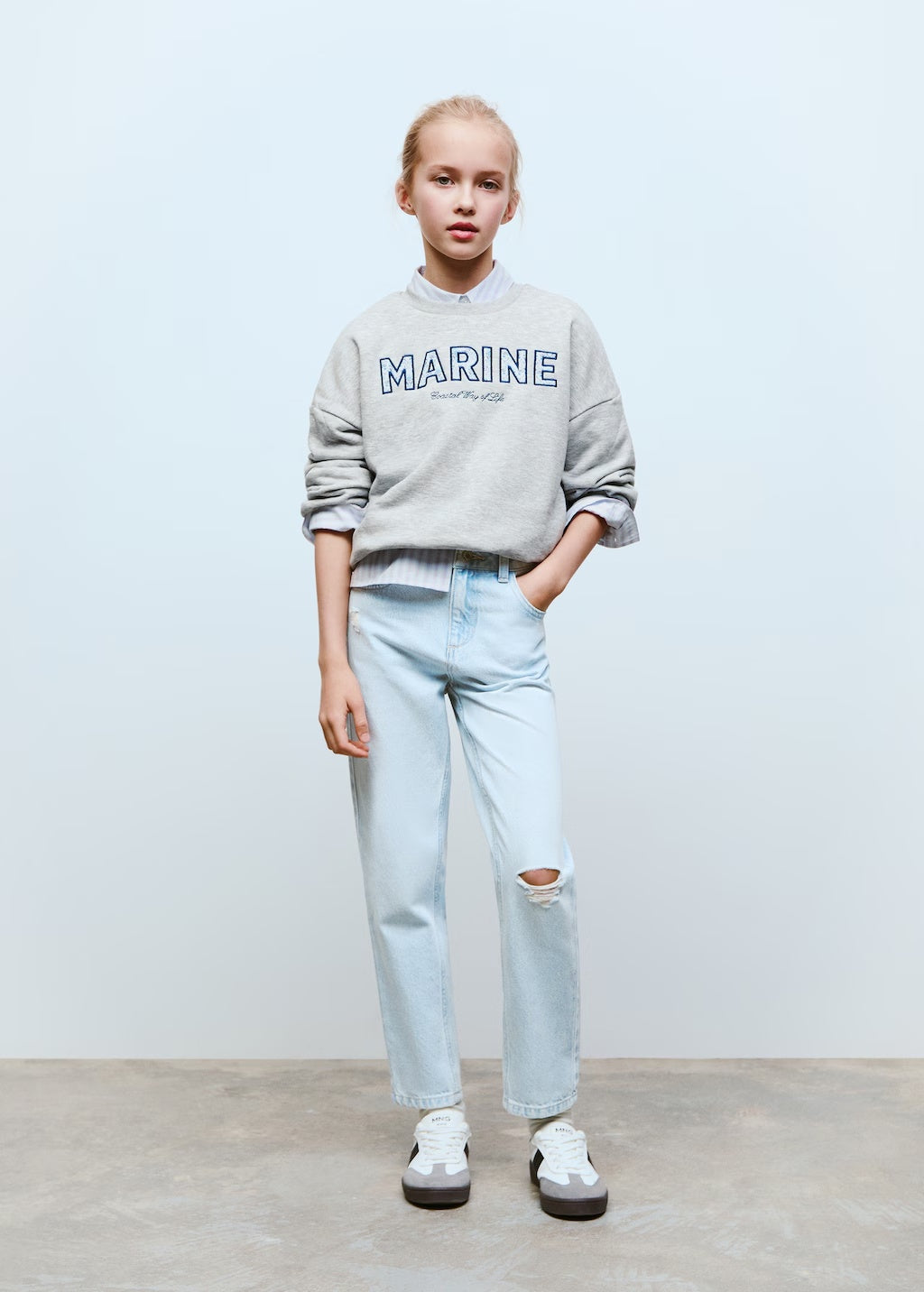 Mango sweatshirt marine in light vigore grey - 99999999_01
