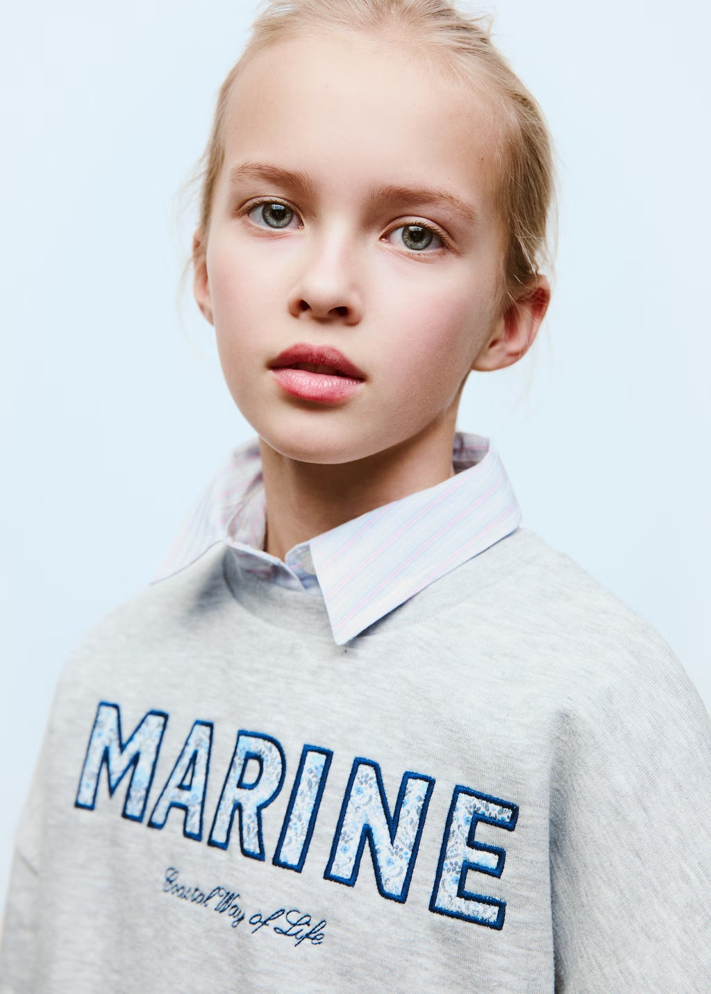 Mango sweatshirt marine in light vigore grey - D1