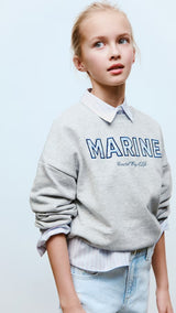 Mango sweatshirt marine in light vigore grey - D2