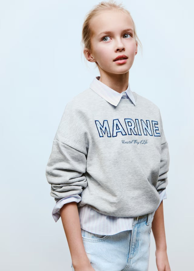 Mango sweatshirt marine in light vigore grey - D2