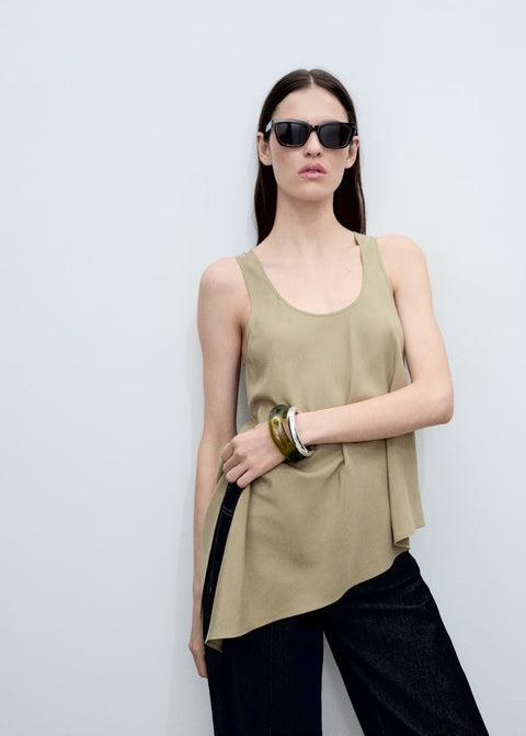 Mango top swade in khaki