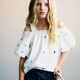 Mango blouse power in white
