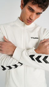 Hummel hmlFALCONZO zip jacket in off white - Image 2
