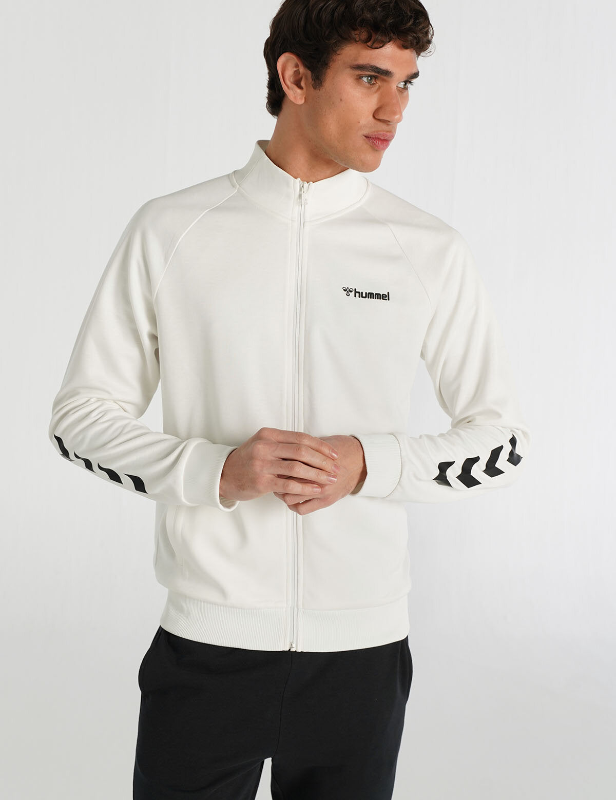 Hummel hmlFALCONZO zip jacket in off white - Image 1