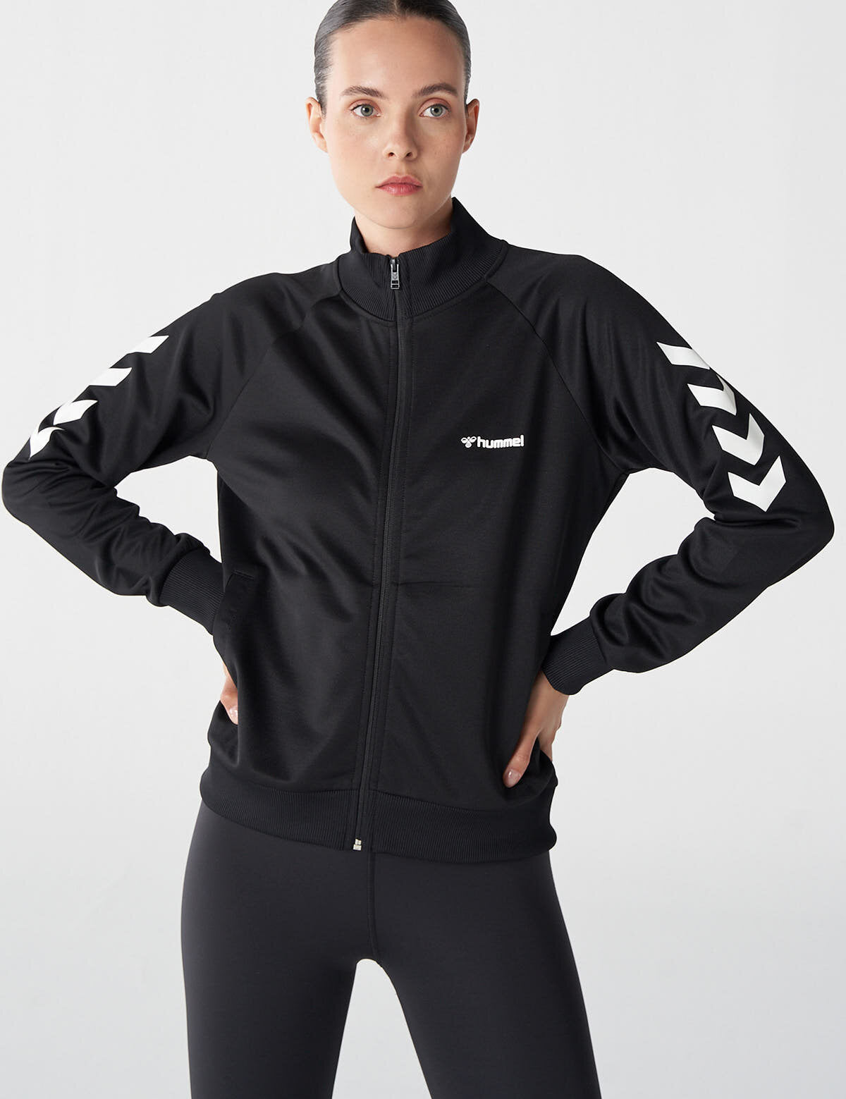 Hummel hmlGENESA zip jacket in black - Image 1